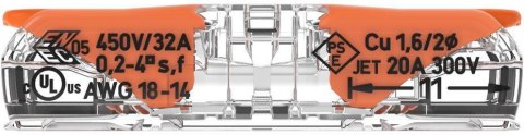 Szybkozłączka przelotowa uniwersalna LINKA/DRUT 2x 0,2-4mm2 WAGO 221-2411 (Paczka 60szt.)