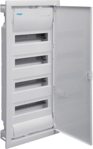 Rozdzielnica podtynkowa z drzwiami metalowymi, 4 rzędy, 48 modułów, IP30, HAGER Volta VU48NE