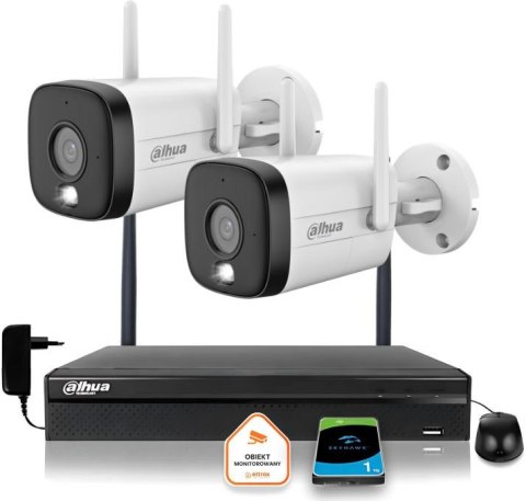 Zestaw monitoringu IP Dahua 2 Kamery WI-FI 5MPx aktywne odtraszanie LED IR do 30m