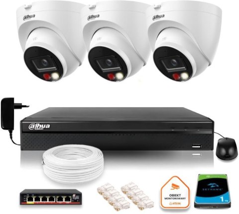 ZESTAW 3 Kamery IP Dahua 8mpx IPC-HDW1839T-A-IL-0280B-S6 + DYSK