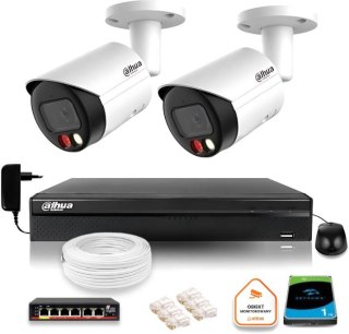 Zestaw monitoringu IP Dahua 8mpx 4K 2 kamery IPC-HFW2849S-S-IL z dyskiem 1TB