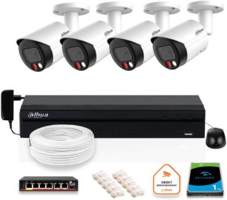 Zestaw monitoringu IP Dahua 8mpx 4K 4 kamery IPC-HFW2849S-S-IL z dyskiem 1TB